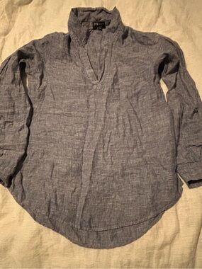 Jones New York blue V-Neck Linen Tunic